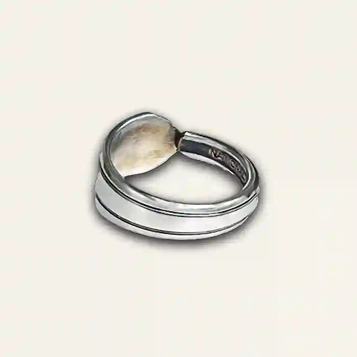 Vintage silverware ring with boho-inspired spoon pattern