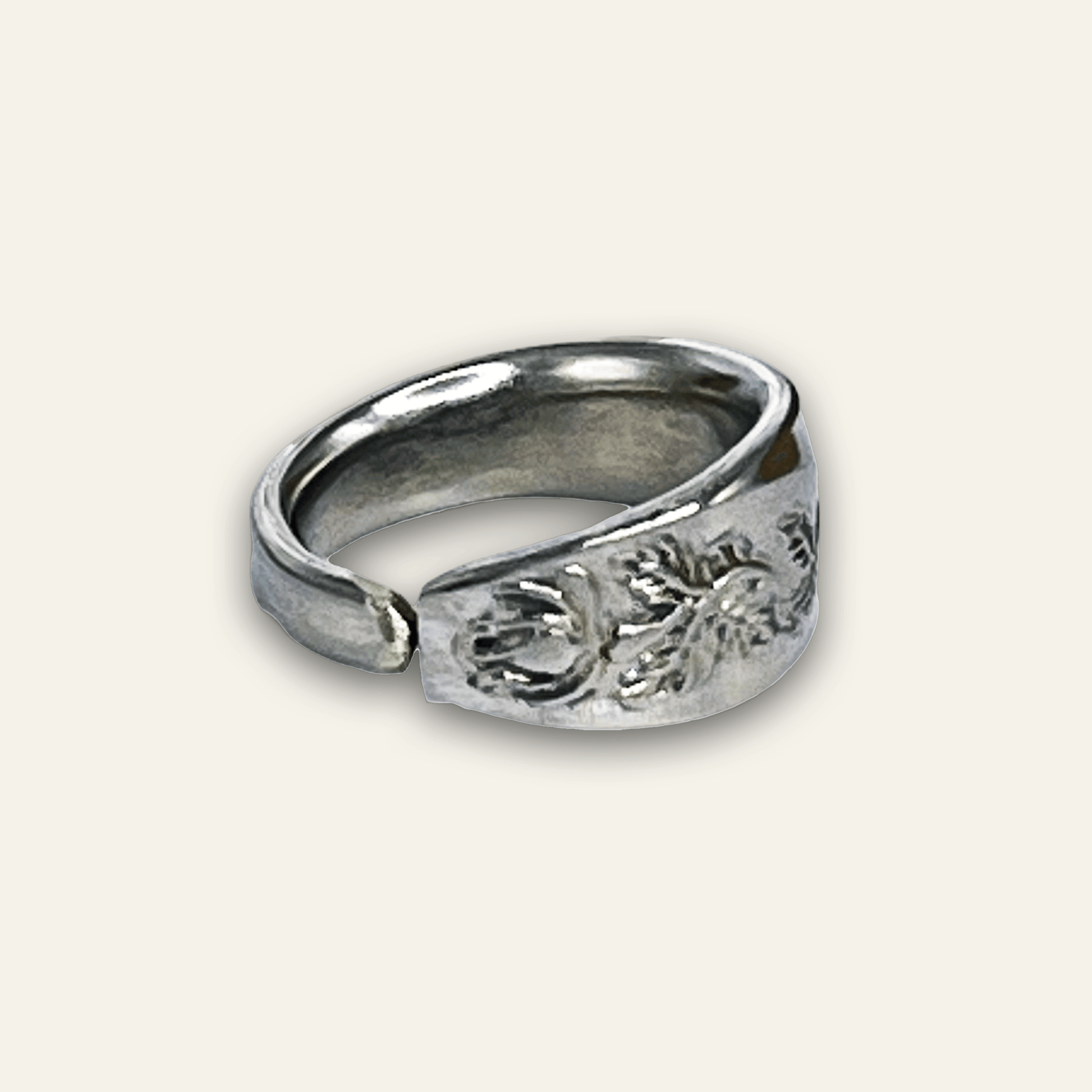 silver-plated spoon ring – botanical spoon ring