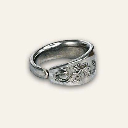 silver-plated spoon ring – botanical spoon ring