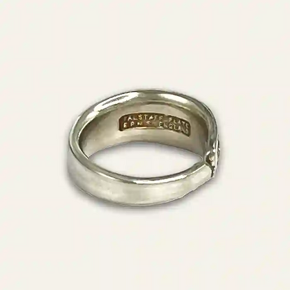 Artisan-formed spoon ring with classic silverplate tone