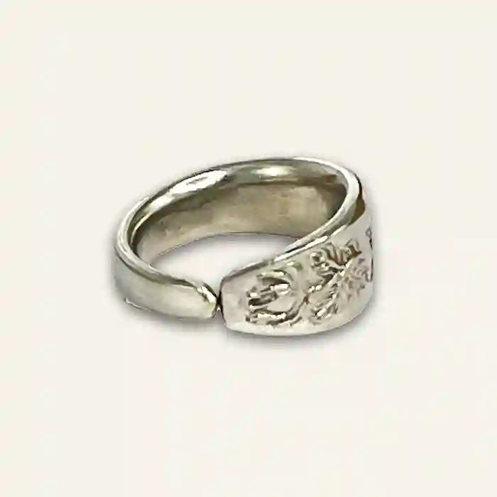 Hand-shaped silverplate ring with antique texture