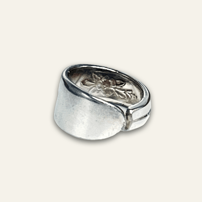Floral Vine Design Silver-plate Spoon Ring