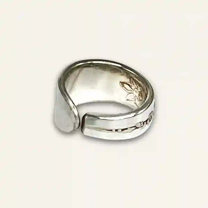 Silverplate spoon ring with classic feminine style