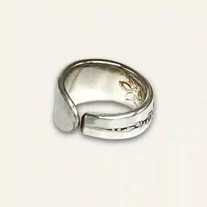 Silverplate spoon ring with classic feminine style