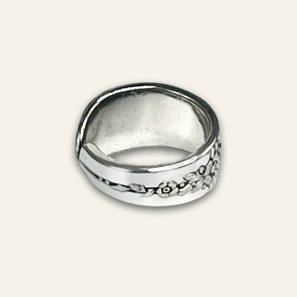 Floral Vine Design Silver-plate Spoon Ring