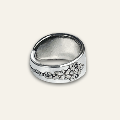 Floral Vine Design Silver-plate Spoon Ring