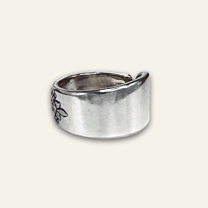 Floral Vine Design Silver-plate Spoon Ring