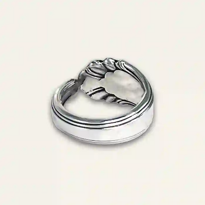 Silverplate spoon ring formed from reclaimed antique silverware