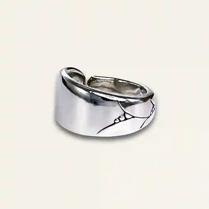 Silver-plated vintage cutlery ring made by hand
