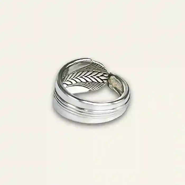 Curved-band silverplate ring repurposed from old flatware