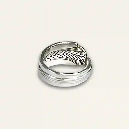 Antique-inspired wheat ear spoon ring made from old silverplate