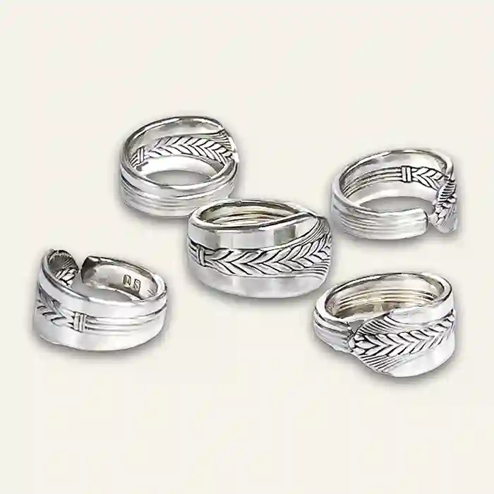 Vintage silver-plate ring with classic collectible pattern available in several sizes