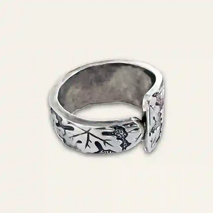 Vintage Leaf Pattern Spoon Ring