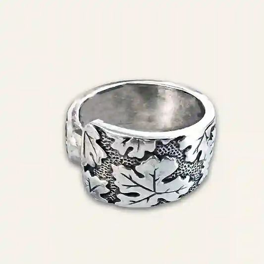 Vintage Leaf Pattern Spoon Ring