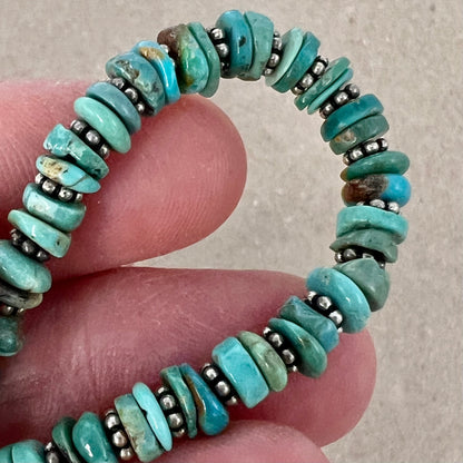 Turquoise and Sterling Silver Bracelet with Handmade Chain