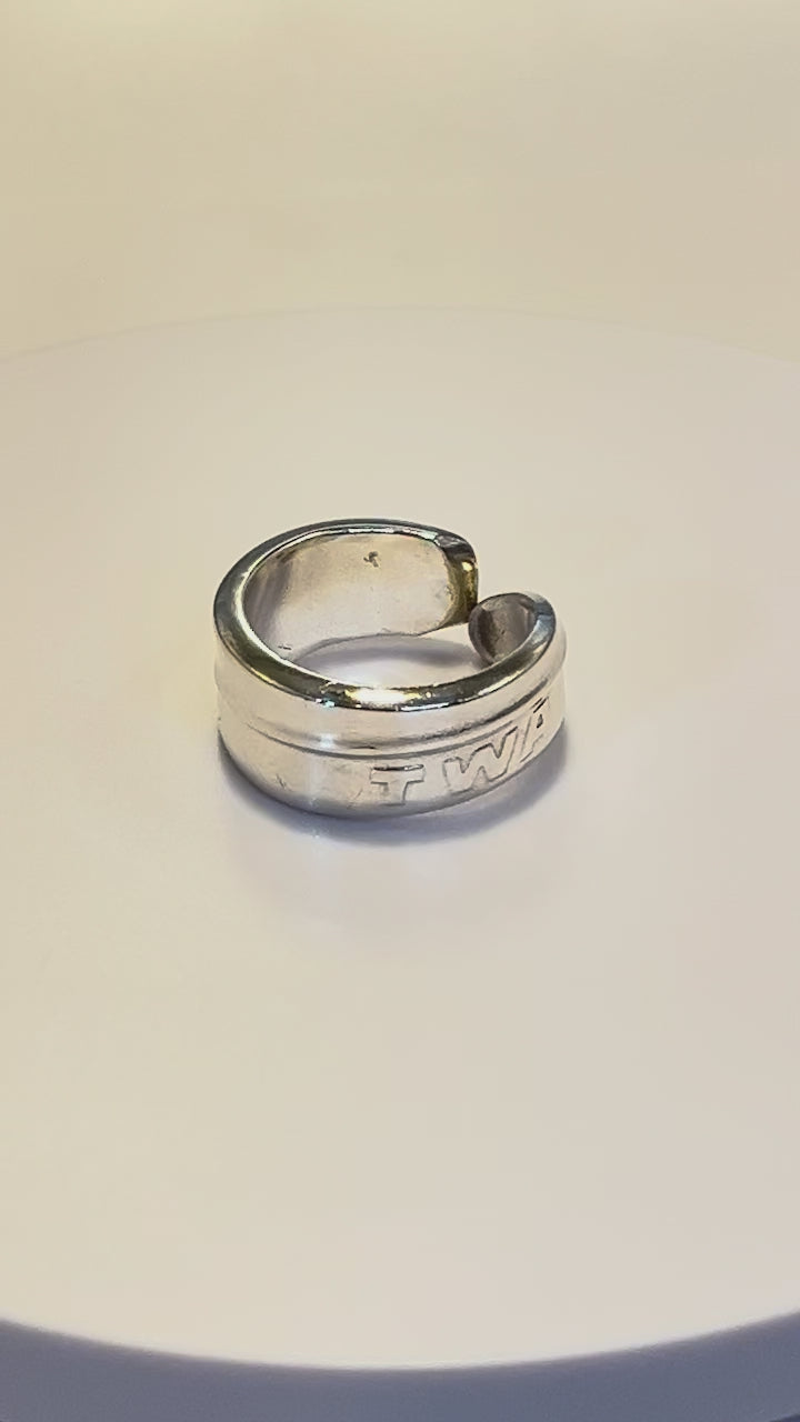 TWA reclaimed vintage silver plate spoon ring